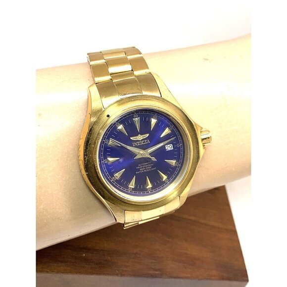 Invicta Men's Watch 2305 Pro Diver Automatic Blue Dial Gold MISSING THE BEZEL - Picture 11 of 14